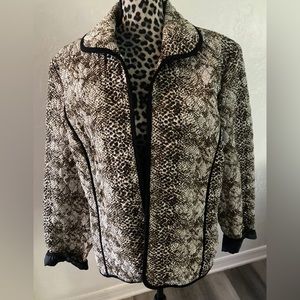 RQT JACKET Women’s SIZE XL Plus Zipper Down Animal Print Black Liner 27L X 21W